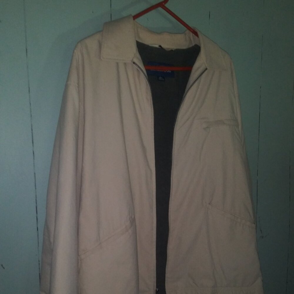 Large Mens London Fog Jacket Lightweight Tan Cream Coat